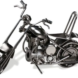 Motorcycle Model Motor Decor Art Vintage Metal Motorbike Gifts for Cyclists Home Desktop Decoration Ornaments Handcrafted Birthday Present for Boys Girls Motorbike Fanciers, Silver