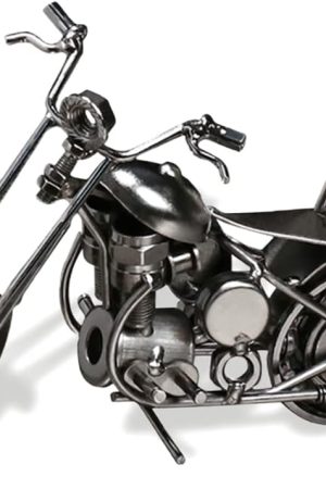 Motorcycle Model Motor Decor Art Vintage Metal Motorbike Gifts for Cyclists Home Desktop Decoration Ornaments Handcrafted Birthday Present for Boys Girls Motorbike Fanciers, Silver