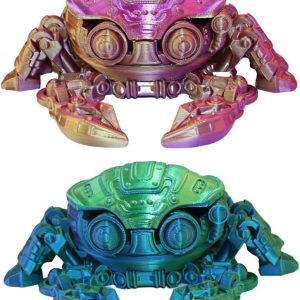 2pc Cyberpunk 3D Printed Articulated Mechanical Crab Ornaments, Plastic Storage Figurines for Teens & Adults, Car & Home Decor, Suitable for Christmas, Valentine's Day, New Year