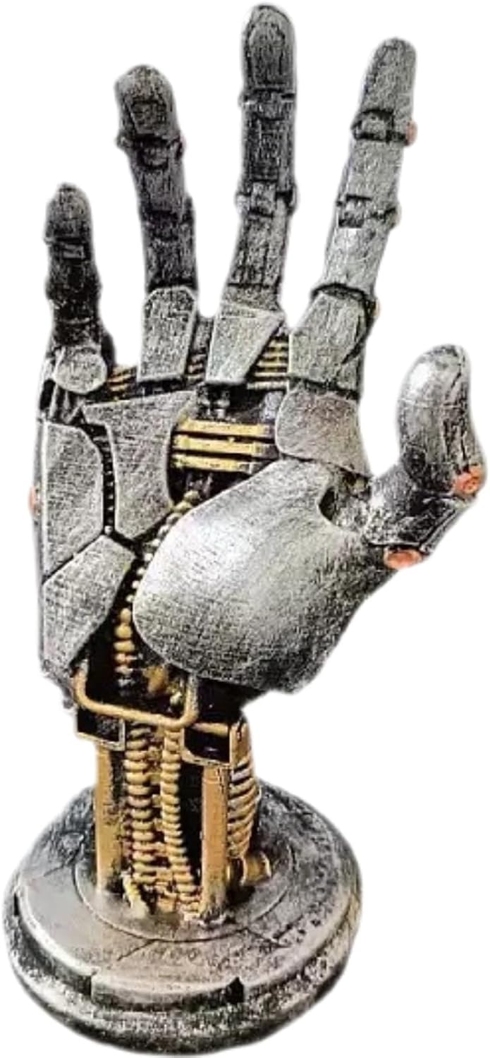 Cyberpunk Robot Hand Sculpture - Gaming Controller Stand & Headphone Holder, Creative Mechanical Hand Statue, Futuristic Tech Desktop Decor Gift for Gamers
