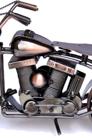 Metal Motorcycle Sculpture (Copper ) – Vintage Scrap Art Desk Decor for Office & Home, Unique for Dad, Men, Father, or Biker Enthusiasts