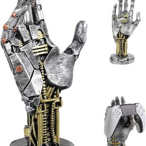 Cyberpunk Decor Silverhand Mechanical Hand, Gaming Controller Holder Stand, 9.6 Inch Resin Gaming Desk Accessories for Room, Porch, Shelf, Home Decor