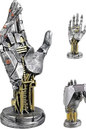 Cyberpunk Decor Silverhand Mechanical Hand, Gaming Controller Holder Stand, 9.6 Inch Resin Gaming Desk Accessories for Room, Porch, Shelf, Home Decor
