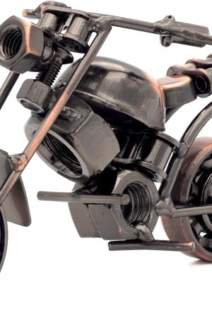Handmade Metal Motorcycle Sculpture - Vintage Steampunk Art Decor for Man Cave, Office, Home - Unique Gift for Motorcycle Lovers, Dad, Husband, Son