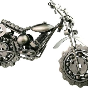 Creative Retro Iron Art Motorcycle Model Metal Moto Collection Simple Modern Home Decor Ornaments for Motorcycle Lovers Christmas Birthday Gifts (Silver)