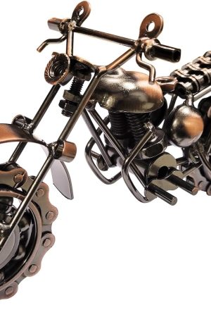9" Vintage Retro Metal Model Motorcycle Bike Tone Handcrafted Handmade Chainwheel Ornament Art Sculptures Collectible Gift (Bronze)